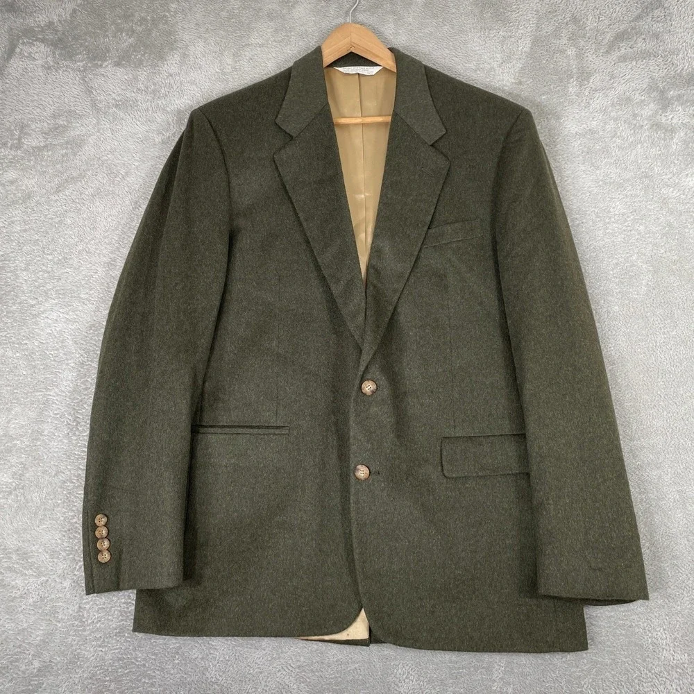 Lands End Sport Coat Mens 43 Long Green Wool Alpaca Blend Blazer Made in‎ USA